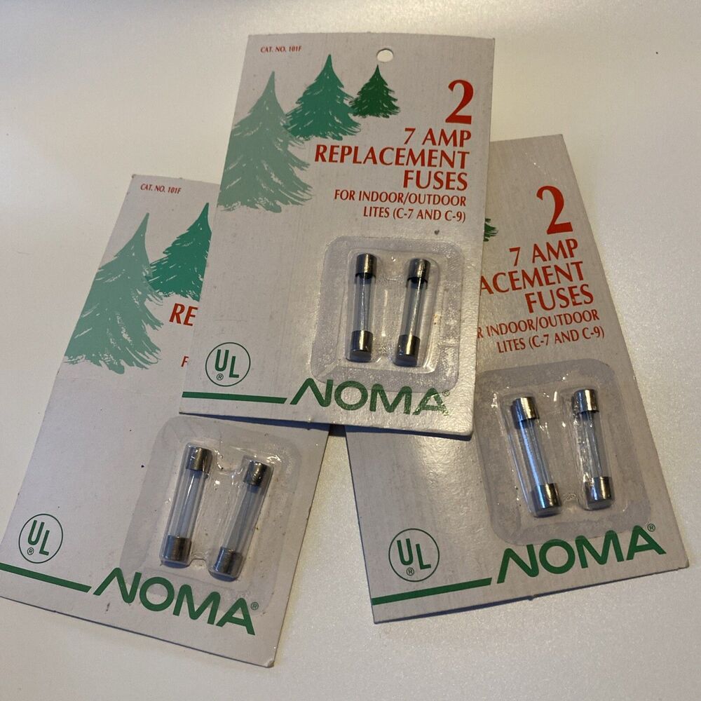 Vintage NOMA 7 Amp Replacement Fuses 3 Packs With 2 Each New NOS For C-7 & C-9